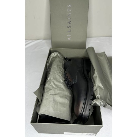 AllSaints Mens 11M Tor Washed Leather Oxfords Dark Brown - Picture 6 of 9
